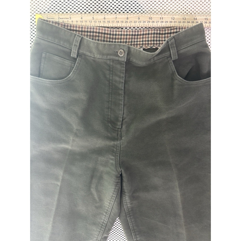 Orvis Womens Olive Green Cotton Moleskin Pants High Rise Plaid Lined Size 10 - Picture 6 of 12